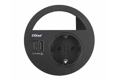 Kenson circle80 – sort 1x stikk 2x usb a+c 2.1a, gst18