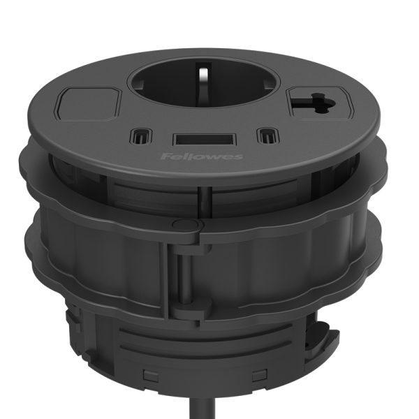 Fellowes Power Spot® 80 mm inkl. 1x USB A + 2x USB C (45W) lading, 1x gjennomføring - Bilde 3