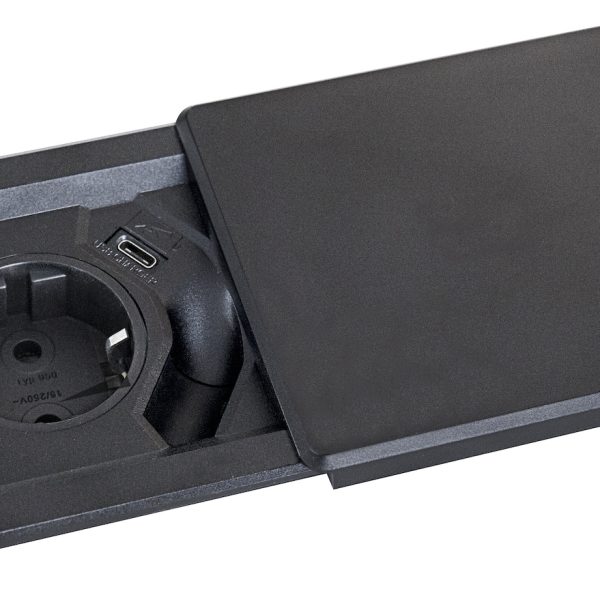 Kenson square80 sort - 1x stikk 1x usb-c lader