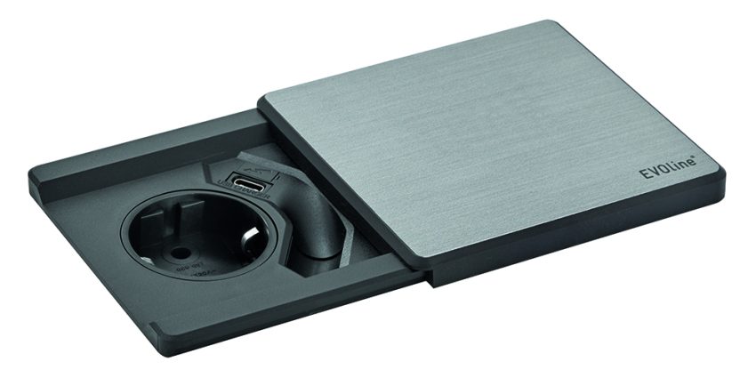 Kenson square80 sølv - 1x stikk 1x usb-c lader