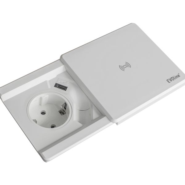 Kenson square80 hvit - 1x stikk 1x usb-c lader qi trådløs