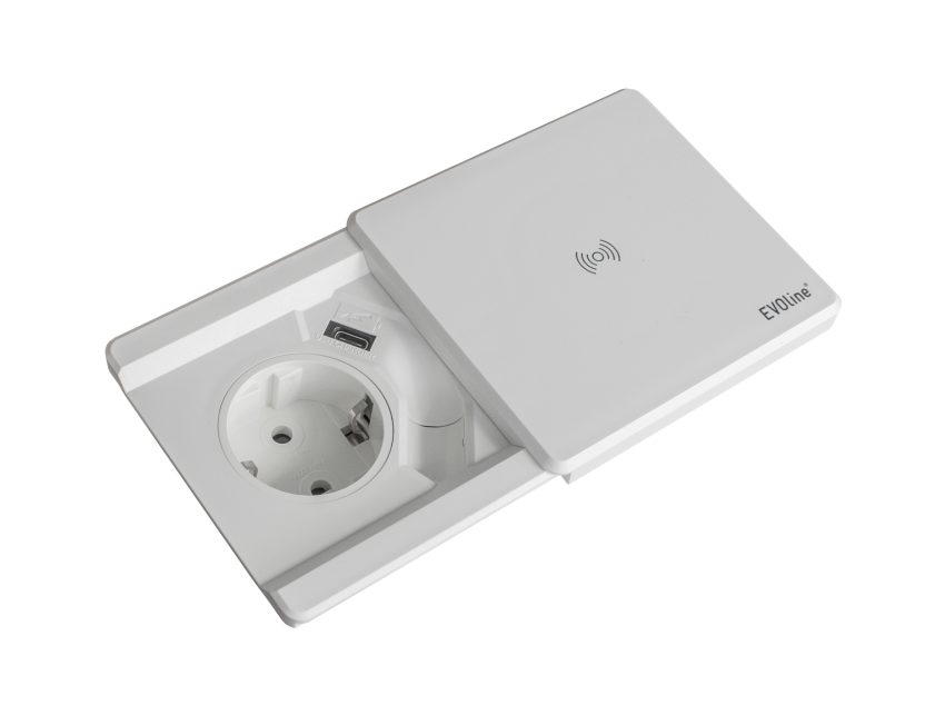 Kenson square80 hvit - 1x stikk 1x usb-c lader qi trådløs