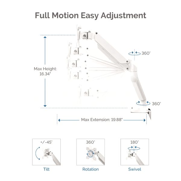 Fellowes platinum series single monitorarm white - Bilde 7