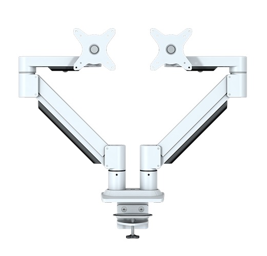Kenson monitor arm twin med gasslift, hvit