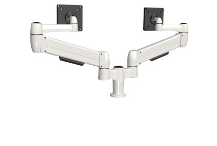 Kenson spacearm pro s2 dobbel m/klemme og gjennomg. feste, hvit