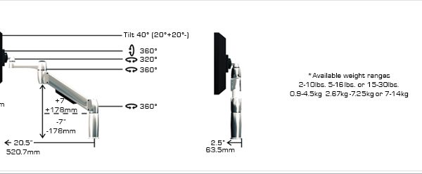 Kenson spacearm pro s2 dobbel m/klemme og gjennomg. feste, sort - Bilde 4